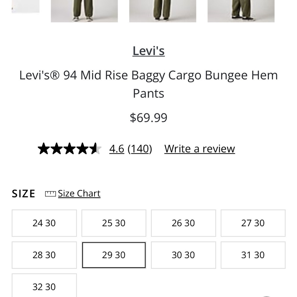 Levi's Men's Green Cargo Pants